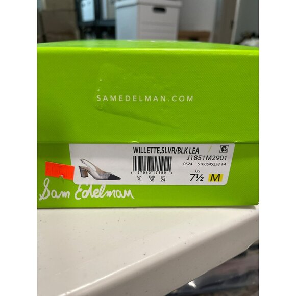 Sam Edelman Willette 65MM Metallic black Silver Slingback Pumps 7.5 - Picture 6 of 6